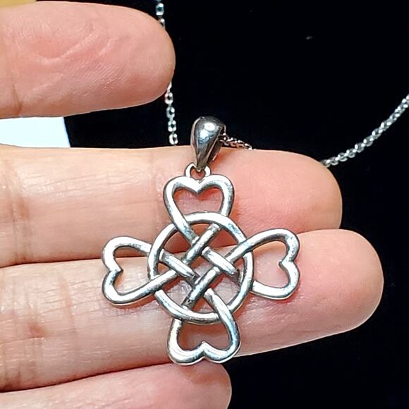 925 Celtic Infinity Heart Necklace 10" Silver Vtg - Picture 3 of 7